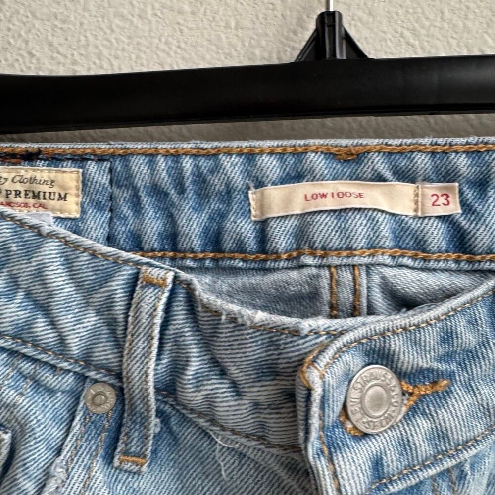 Levi's Premium Low Loose Baggy Blue Wash Denim Wide Leg Jeans Women's Size 23 - Picture 4 of 7
